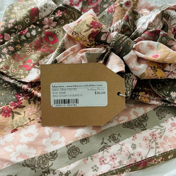 Mainstrip Floral Multicolored Silk Bandanna Style Crop Top - Picture 3 of 6